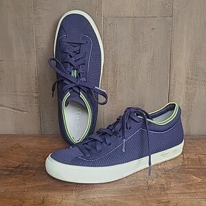 EUC Rothy's The Lace Up Sneaker Women's sz 8 Navy/Lime Knit Shoes